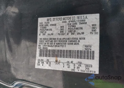 2002 Ford Ranger Edge/Tremor/Xlt from USA, damaged, VIN 1FTYR44U12PA77211